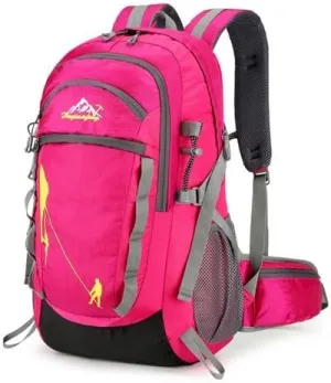 40L Large Camping Backpack,Lightweight Hiking Trekking For Men Women Outdoor Large Capacity Mountaineering Waterproof Bag(Rose Red)