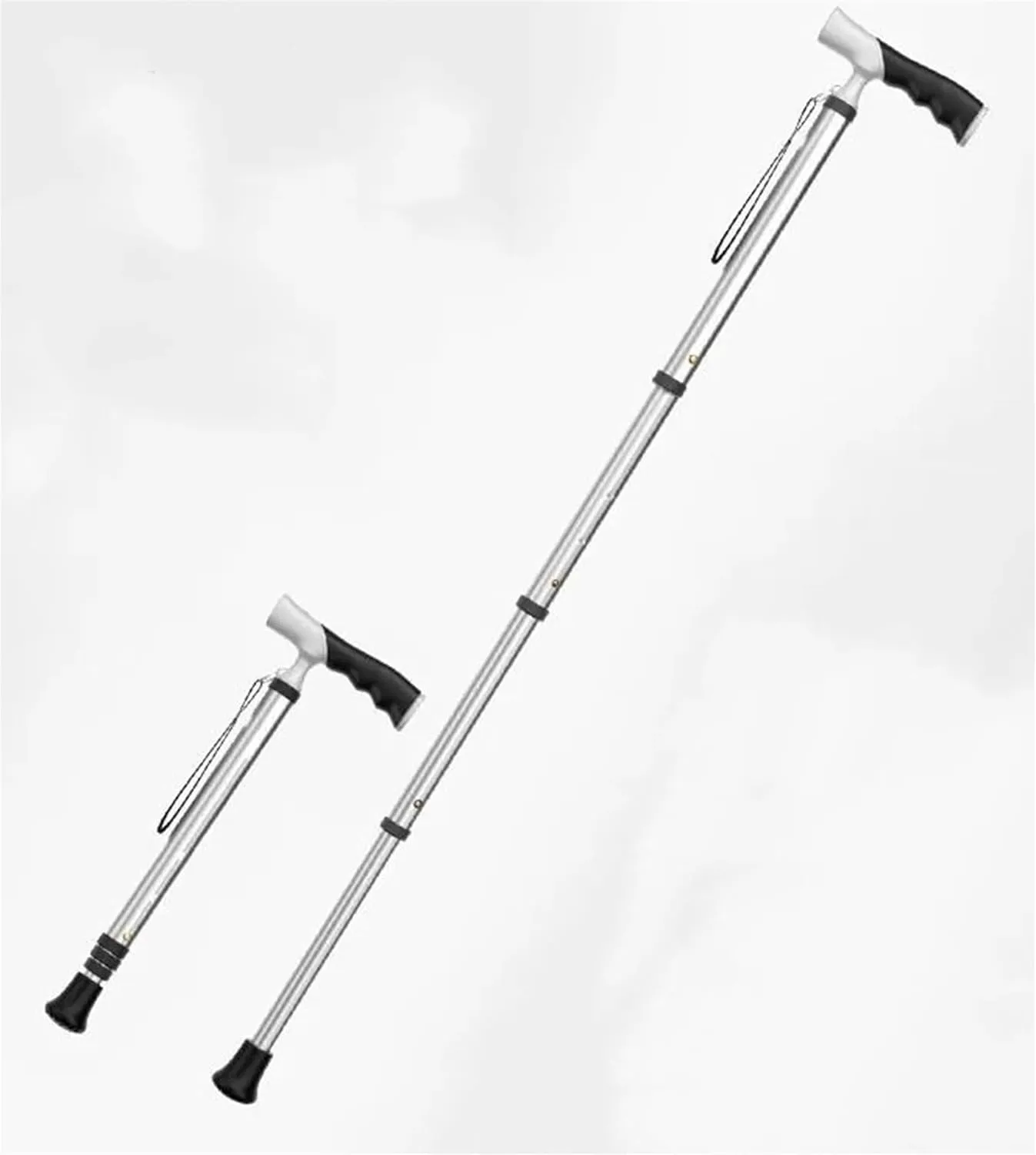 41In Telescopic Blind Cane,The Climber Cane That Can Shrink,Outdoor Hiking Trekking Pole,Height Adjustable Titanium Alloy Folding Cane,Silver