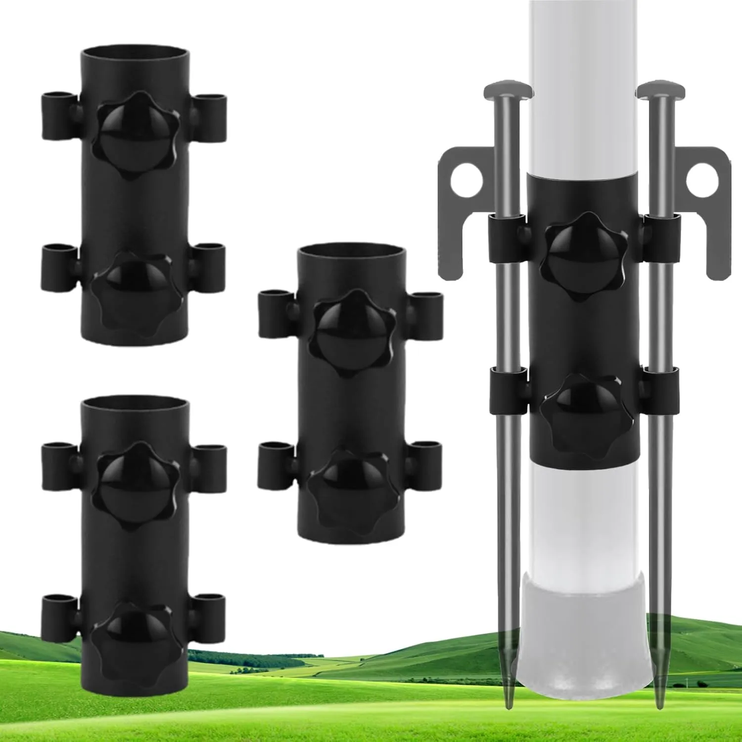 4Pack Tent Holder, Canopy Pole Fixed Tube, Adjustable Tent Canopy Holder, Tarp Pole Holder for Camping, Fishing, Hiking