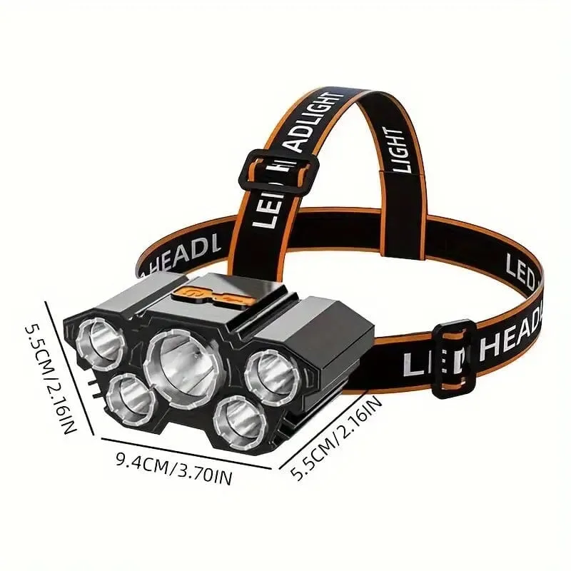 5 LED Headlamp High Lumens Super Bright Outdoor Headlight