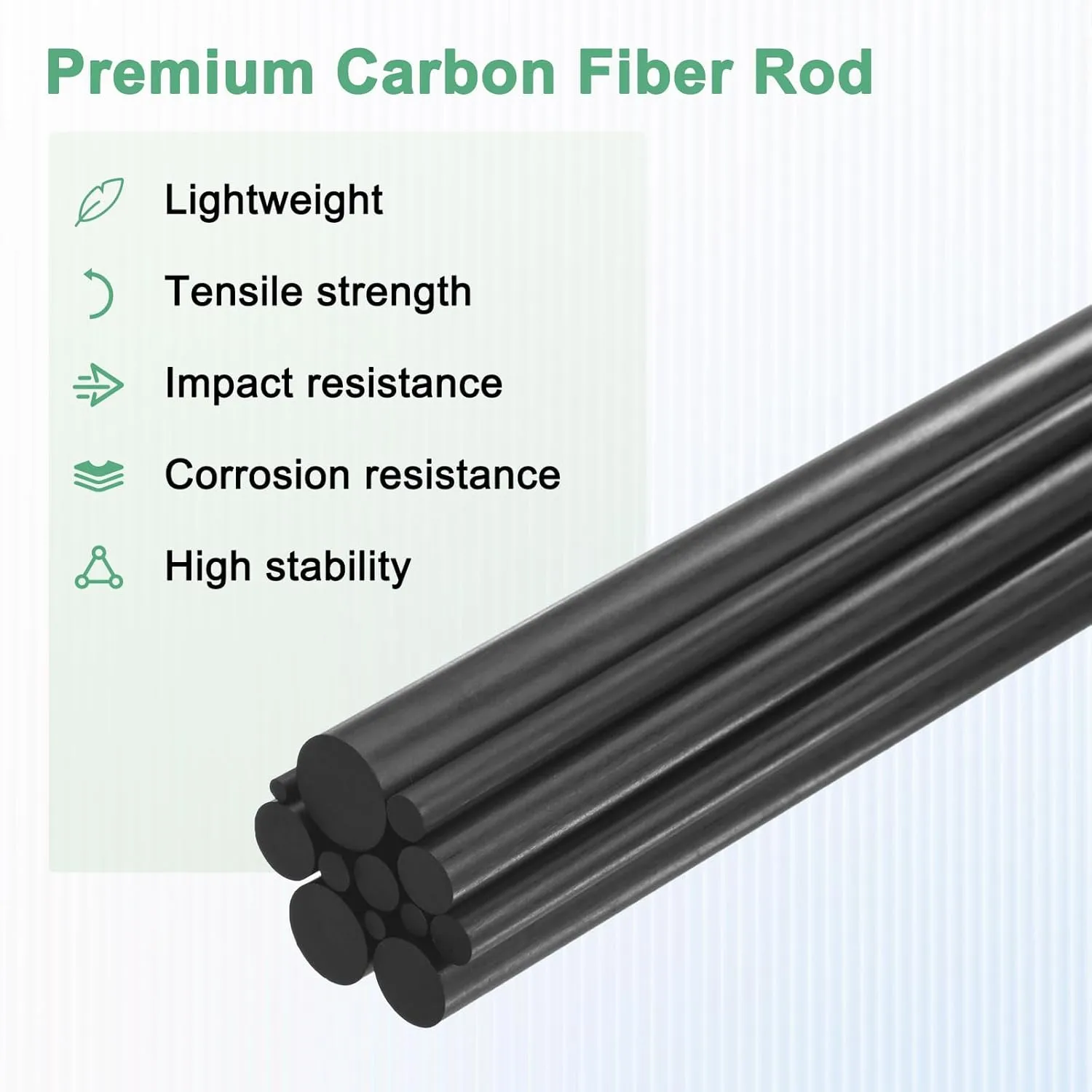 5-Pack Carbon Fiber Rods, 300mm Length 7mm Dia Carbon Fiber Solid Matte Pole for RC Airplane/DIY Craft/Scale Model Kite Wing Tube [11.81 x 0.27IN]