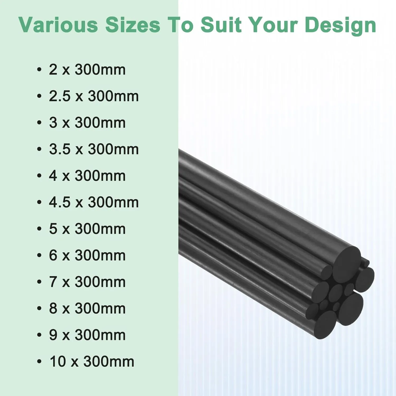 5-Pack Carbon Fiber Rods, 300mm Length 7mm Dia Carbon Fiber Solid Matte Pole for RC Airplane/DIY Craft/Scale Model Kite Wing Tube [11.81 x 0.27IN]