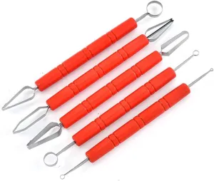 5 Pieces Fruit Carving Tool Fruit Sculpting Tool Stainless Steel Clay Sculpting Tool Pottery Sculpting Tool Clay Carving Tool Pottery Carving Tool Clay Molding Tool Pottery Molding Tool, Red