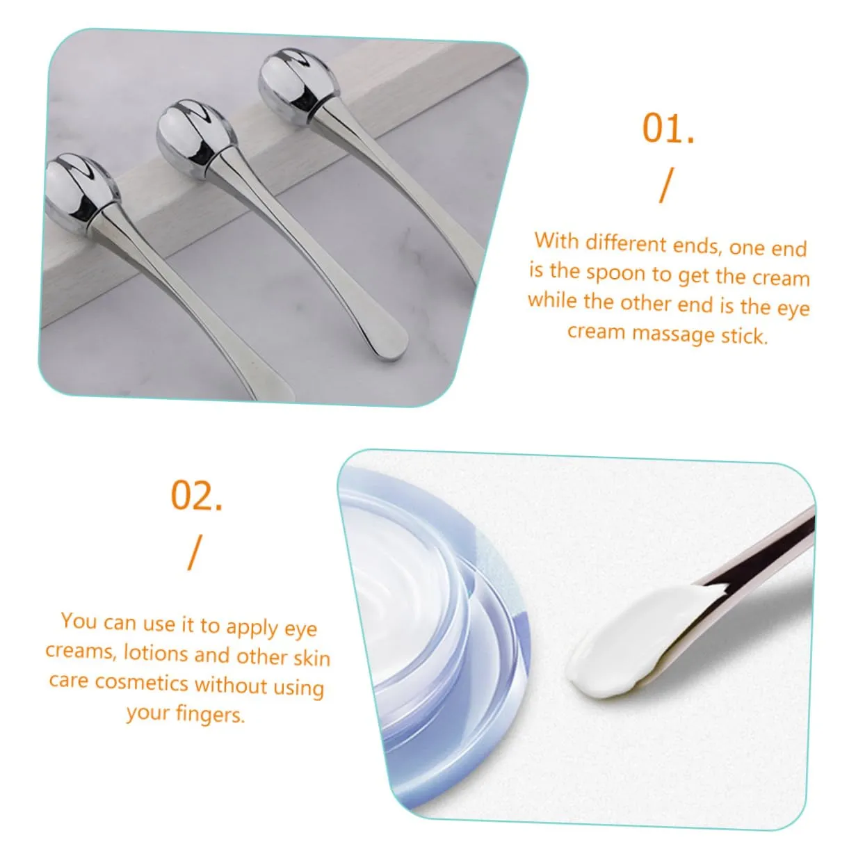 5pcs Eye Massage Stick Eye Cream Roller Applicator Tool for Skincare Compact Lightweight Design Dual Ends for Cream Application for Puffiness Relief and Circulation