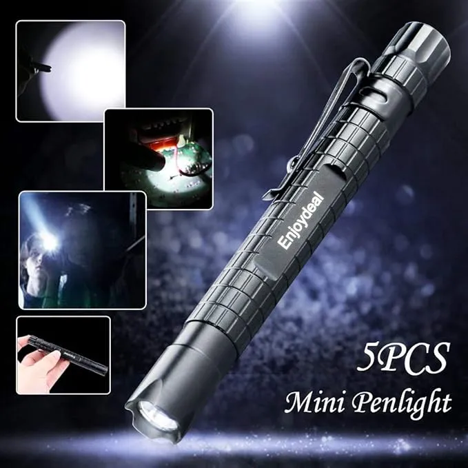 5PCS LED Pen Light Flashlight Ultra Slim 1000LM Penlight Waterproof Pocket Flashlight for Indoor Outdoor Inspection Work Repair and Emergency 5.5inch