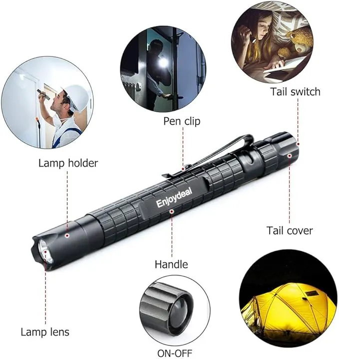 5PCS LED Pen Light Flashlight Ultra Slim 1000LM Penlight Waterproof Pocket Flashlight for Indoor Outdoor Inspection Work Repair and Emergency 5.5inch