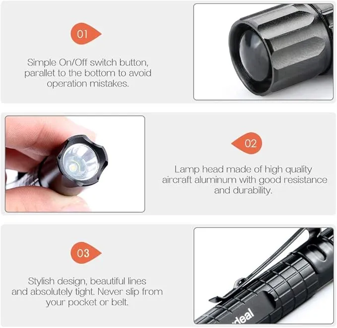 5PCS LED Pen Light Flashlight Ultra Slim 1000LM Penlight Waterproof Pocket Flashlight for Indoor Outdoor Inspection Work Repair and Emergency 5.5inch