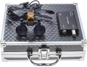 5W LED Headlamp with Filter   3.5X 420 Binocular Loupes Magnifying Glasses Aluminum Box (Black)