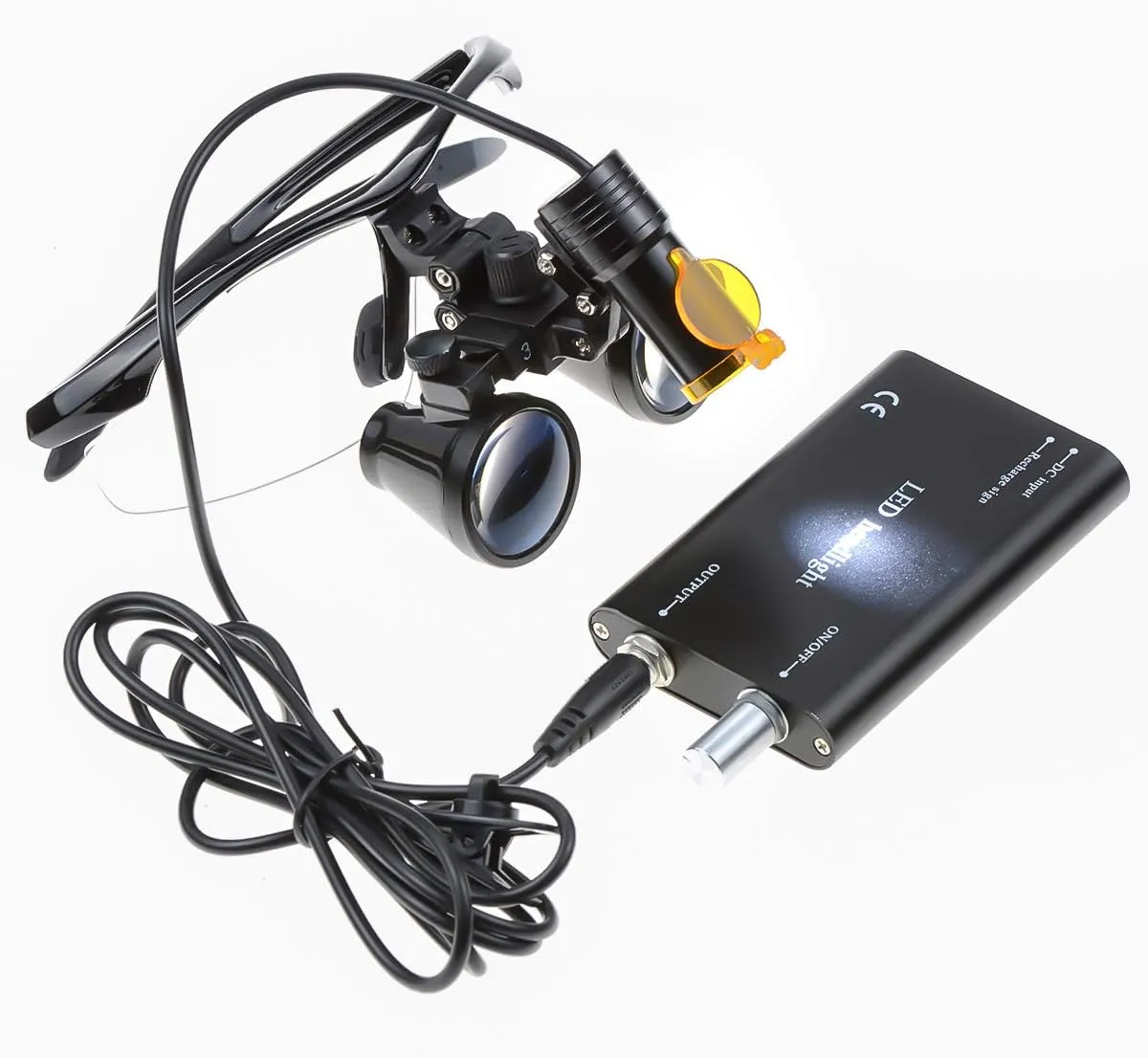 5W LED Headlamp with Filter   3.5X 420 Binocular Loupes Magnifying Glasses Aluminum Box (Black)