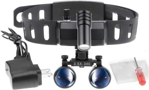 5W LED Headlight Headband with Concentration 2.5X/3.5X Binocular Magnifier for Inspection Equipment (3.5X)
