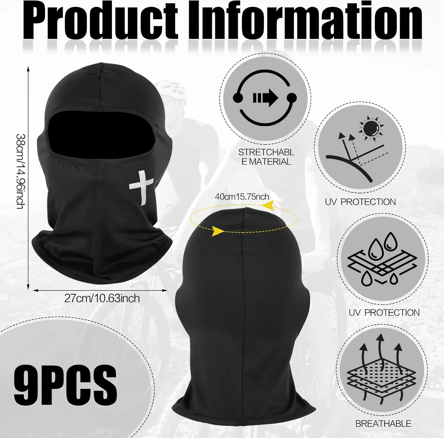 6 PCS Ski Mask Christian Full Face Mask Cross Balaclava Winter Face Cover UV Protection Balaclava Men Women Outdoor Sports