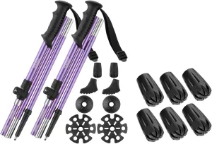 6 Set Rubber Tips for Trekking Poles - Universal Anti-Slip Hiking Stick Caps with Purple Lightweight Collapsible Trekking Poles for Hiking