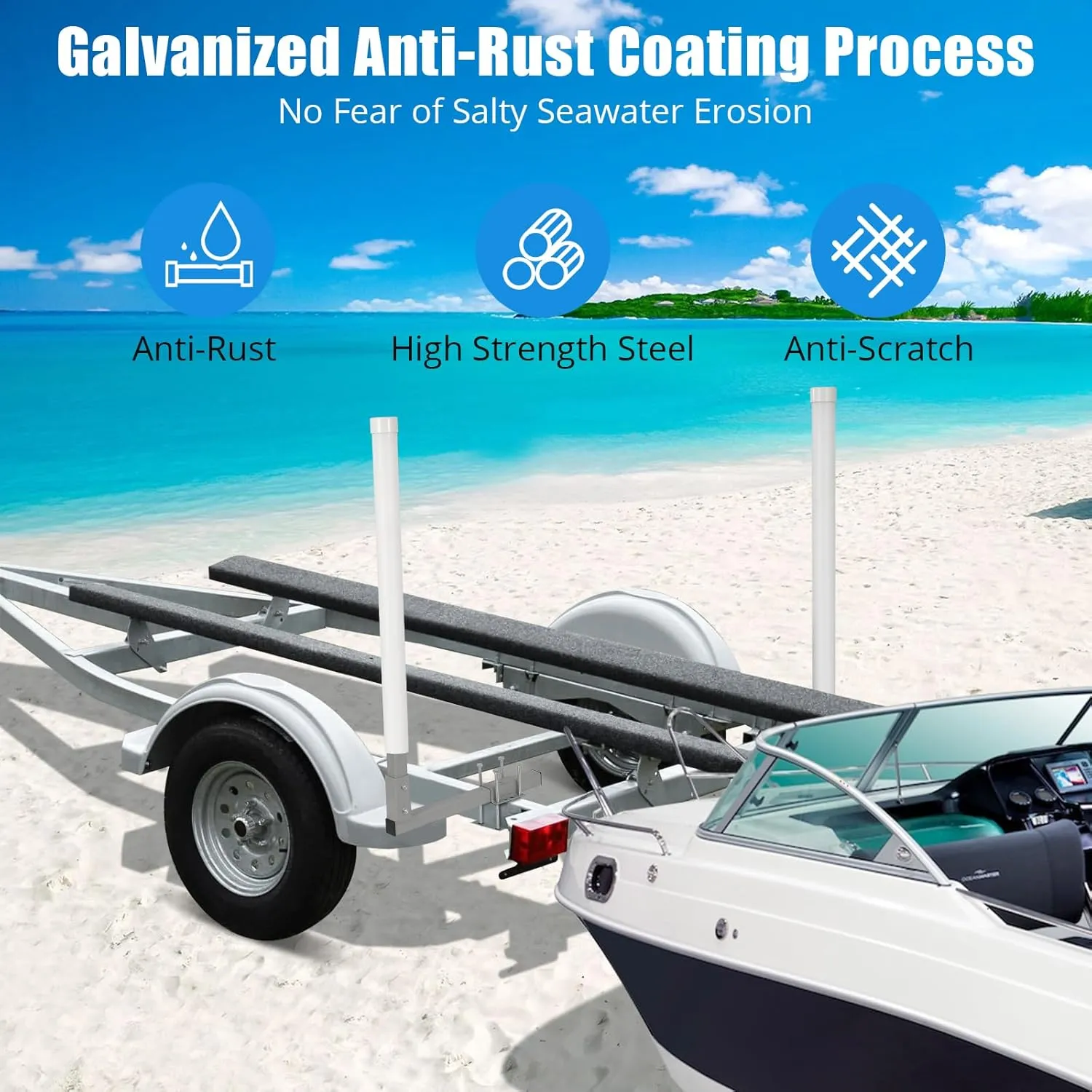 60" Boat Trailer Guide, 2PCS Rustproof Steel Trailer Guide ons, Trailer Guides with Carpet-Padded Boards, Mounting Parts Included, for Ski Boat, Fishing Boat, Sailboat Trailer