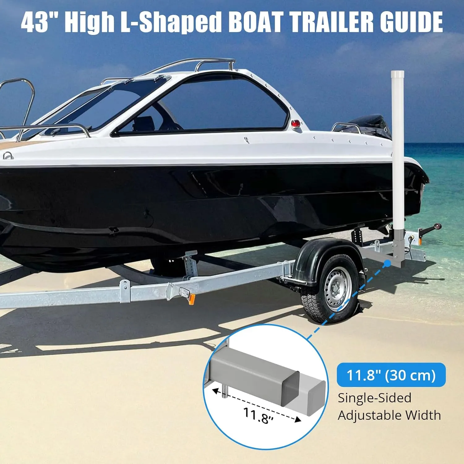 60" Boat Trailer Guide, 2PCS Rustproof Steel Trailer Guide ons, Trailer Guides with Carpet-Padded Boards, Mounting Parts Included, for Ski Boat, Fishing Boat, Sailboat Trailer