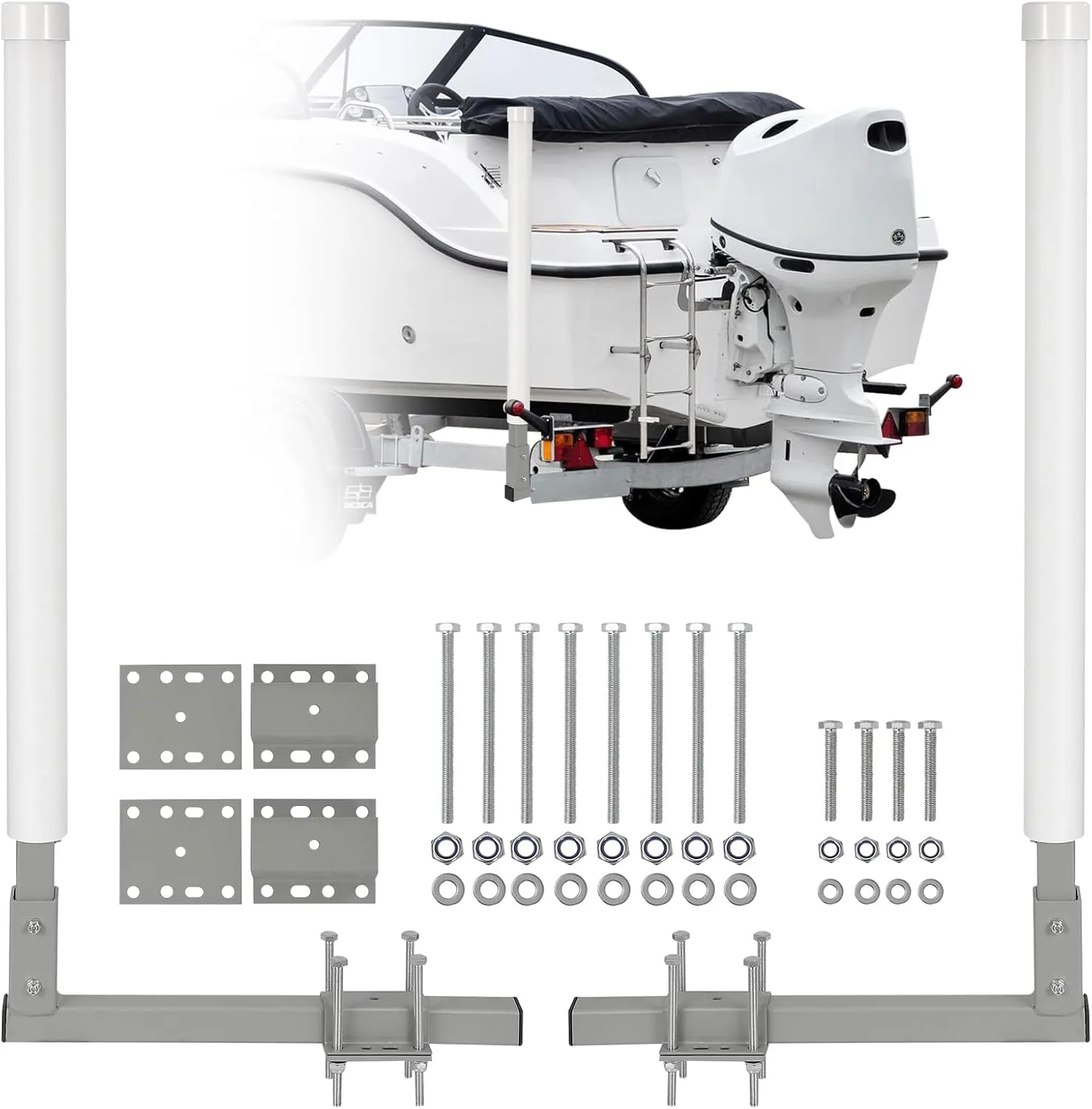 60" Boat Trailer Guide, 2PCS Rustproof Steel Trailer Guide ons, Trailer Guides with Carpet-Padded Boards, Mounting Parts Included, for Ski Boat, Fishing Boat, Sailboat Trailer