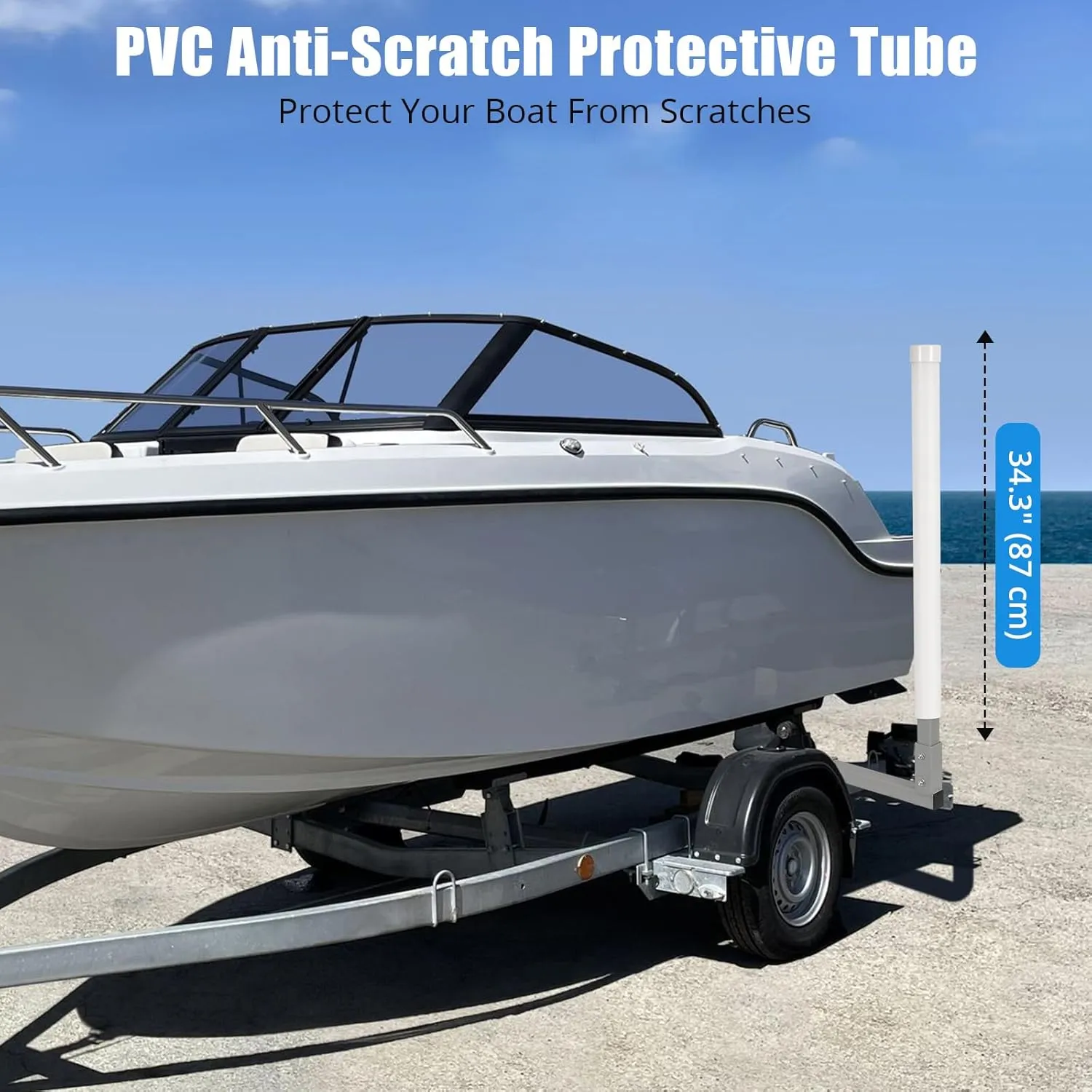 60" Boat Trailer Guide, 2PCS Rustproof Steel Trailer Guide ons, Trailer Guides with Carpet-Padded Boards, Mounting Parts Included, for Ski Boat, Fishing Boat, Sailboat Trailer