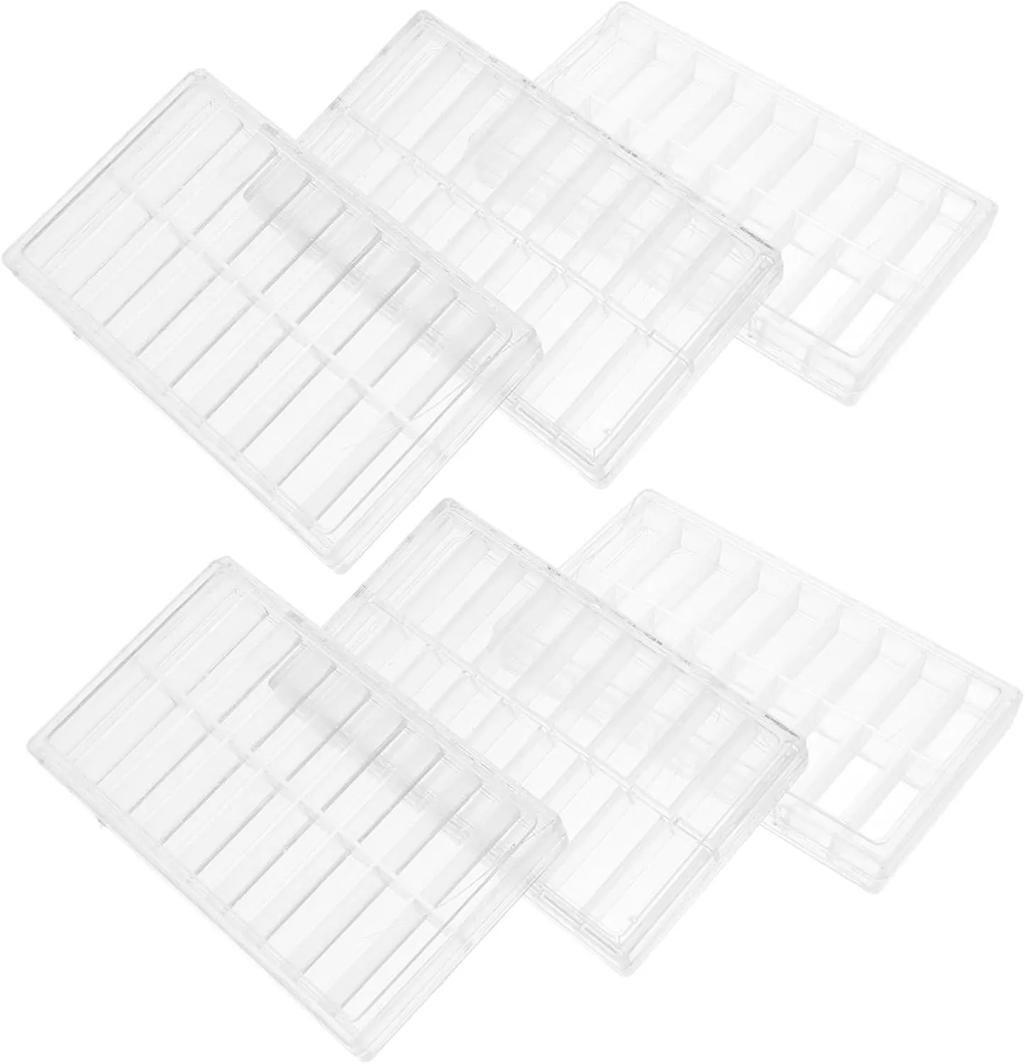 6pcs Clear Plastic Storage Box Compartments for Watch Parts and Small Items Organizer Multi-Functional Tool Box for Crafts Jewelry Beads and Fasteners