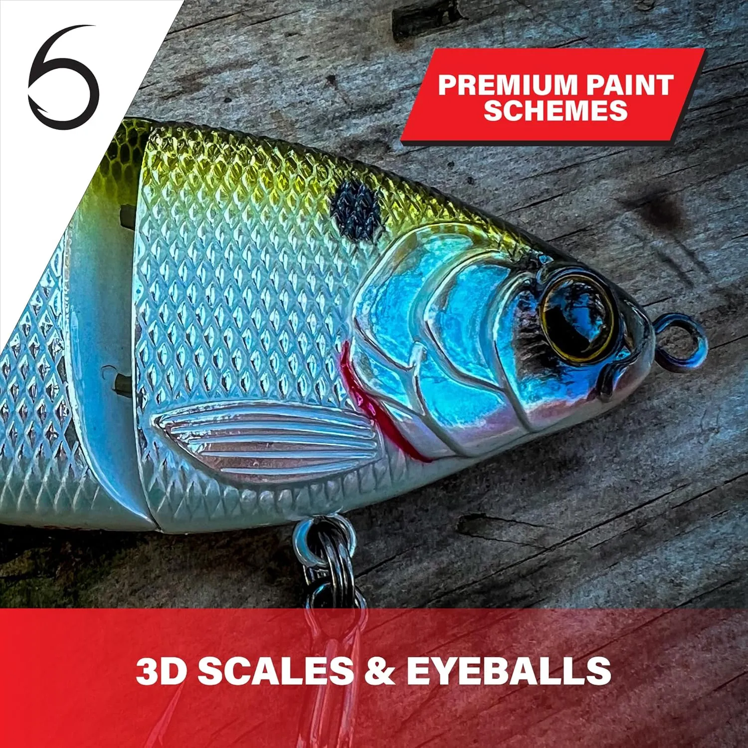 6TH SENSE Trace 6" Multi-Jointed Swimbait - 4-Piece Life-Like Action - Premium 3D Eyes and Scales - Sharp Black Nickel Hooks - Bass Fishing Lure