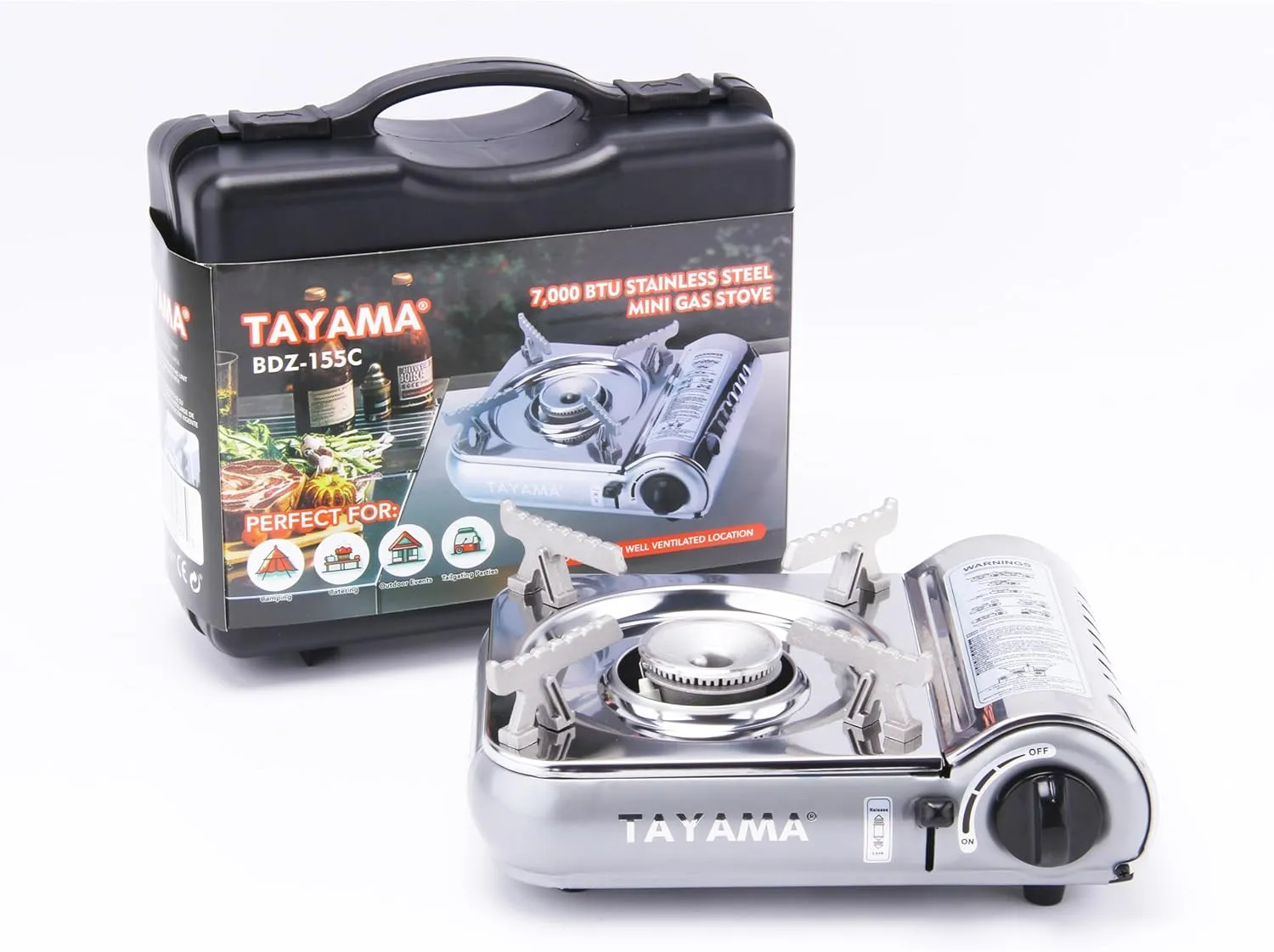 7,000 BTU Mini Stainless Steel Butane Gas Portable Camping Stove