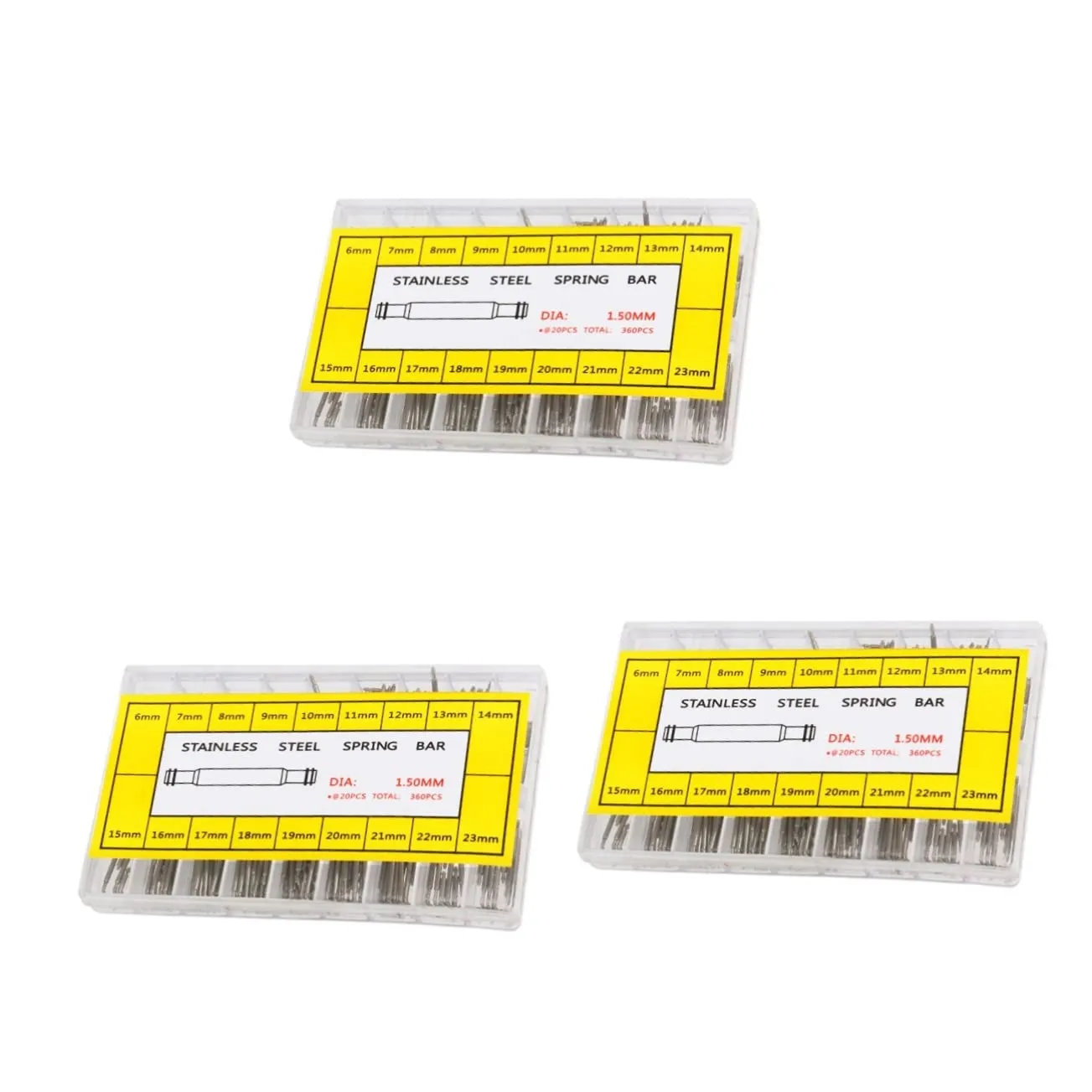 720 pcs Silver -mm Stainless Link Strap Steel Band Sizes Spring Mm in Double Pin Different Bars Watch Diameter Mm-mm Flange - Repair ( Color : As Shownx3pcs , Size : Mediumx3pcs )