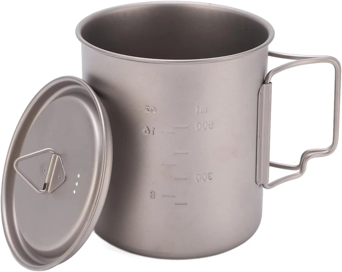 750ml Titanium Mug with Lid Camping Cup with Foldable Handle, Outdoor Titanium Water Mugs With Folding Handles Portable Camping Titanium Water Cup