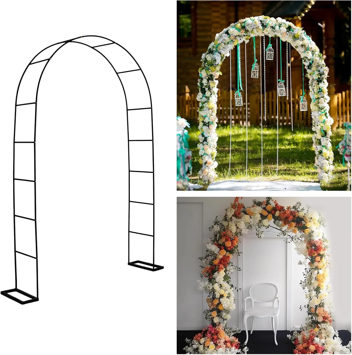 7.9 Ft H x 4.6 Ft W Metal Pergola Arbor,Assemble Freely 2 Sizes,for Various Climbing Plant Wedding Garden Arch Bridal Party Decoration Wide Arbor