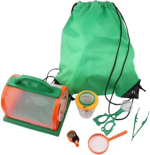 7pcs Portable Insect Observation Kit for Boy Girl Set Lens and Telescope for Outdoor Hiking and Camping Green