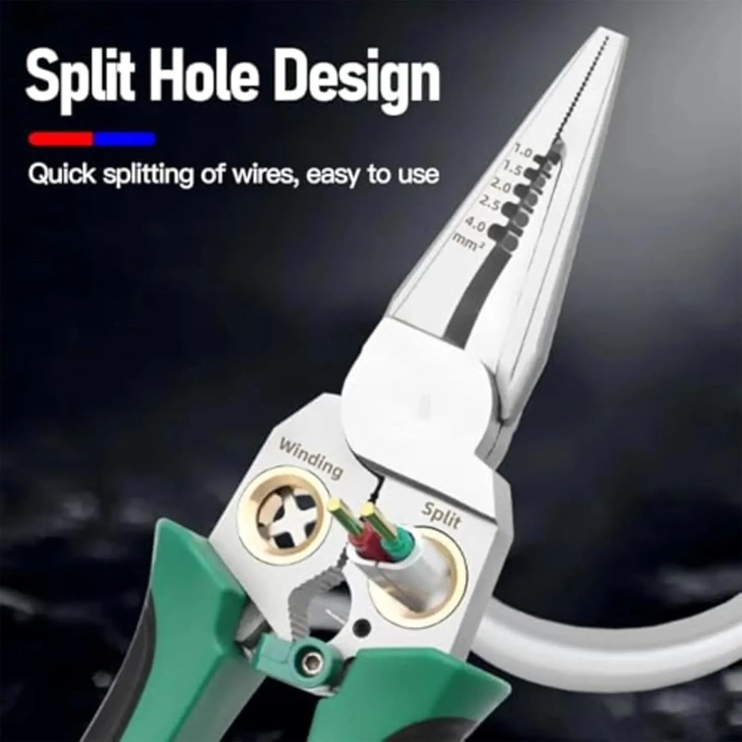 8 in 1 Wire Stripping Pliers, 8 in 1 Wire Stripper with Voltage Tester, Cable Stripper Tool with Plier for Wire Cutting, Pulling, Scraping and Pressing (Gray)