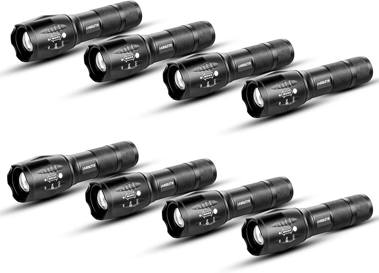 8 Pack LED Emergency Handheld Flashlight, Adjustable Focus, Water Resistant with 5 Modes, Best Tactical Torch for Hurricane, Camping, Dog Walking