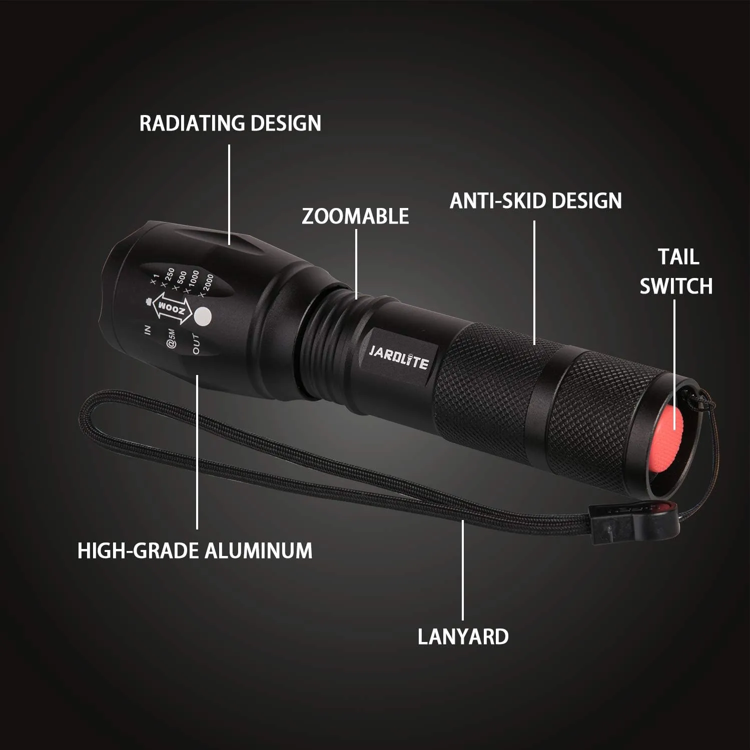 8 Pack LED Emergency Handheld Flashlight, Adjustable Focus, Water Resistant with 5 Modes, Best Tactical Torch for Hurricane, Camping, Dog Walking