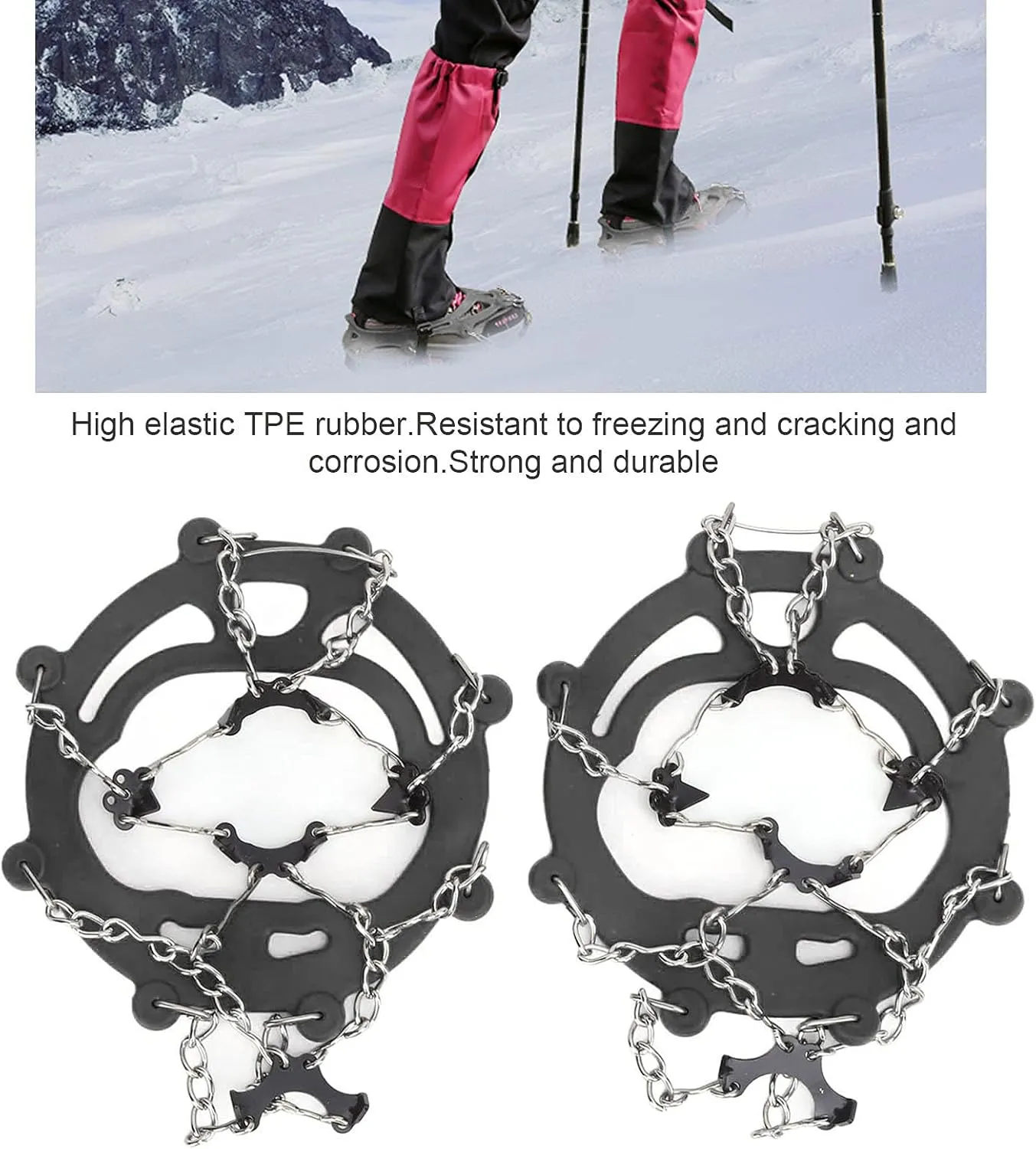 8 Tooth Crampons Foot Cover Ice and Snow, Walk Traction Ice Cleat Spikes Crampons, Outdoor Walking Weapon Mountaineering Skiing Crampons