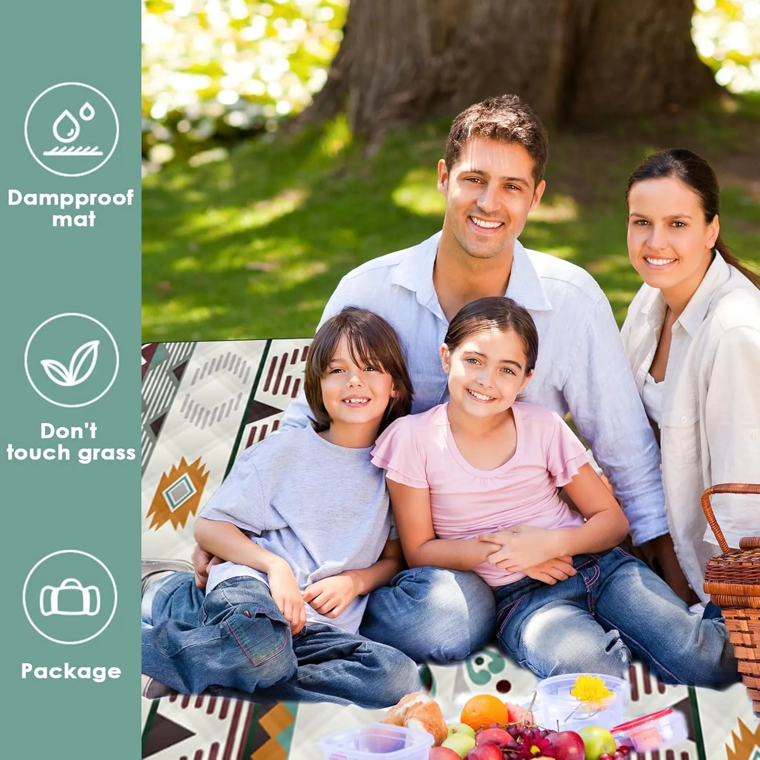 80"x60" Waterproof Picnic Blanket Large Outdoor Camping Blanket Foldable Picnic Camping Blanket Thicker Machine Washable Picnic Mat Portable Wearable for Picnics, Camping