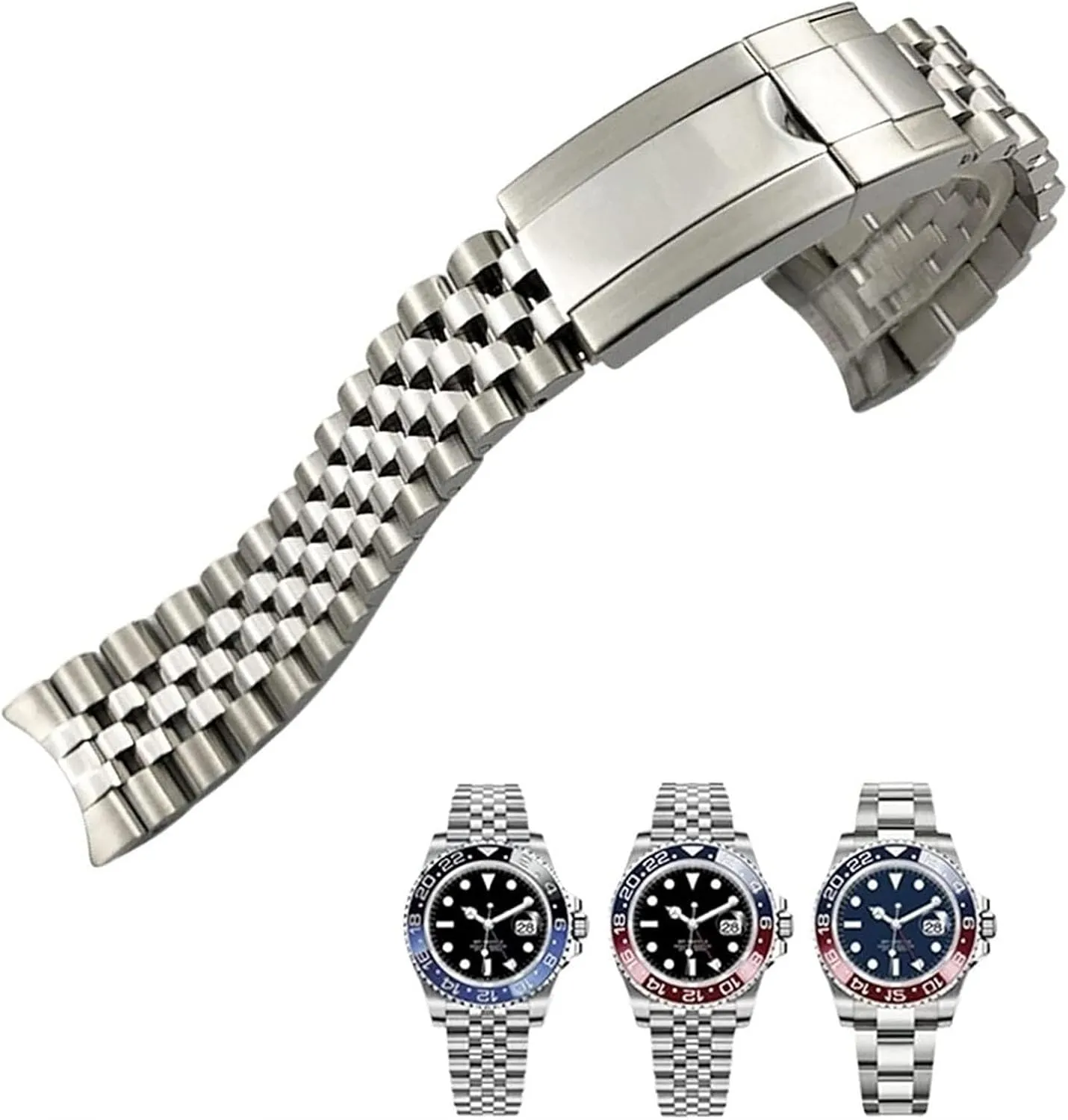 904L Solid Stainless Steel Watch Band For Rolex GMT Jubilee Master II Wristband Bracelet With Oyster Clasp 20mm