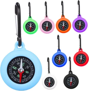 9pcs Mini Compass with Carabiner and Shockproof Navigation Tool for Hiking Camping and Backpacking Adventures Reliable Direction Guide for