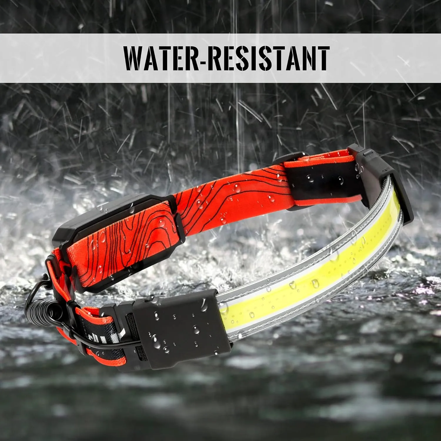 Adelante LED Headlamp Flashlight, 1000LM 230°Wide-Beam Rechargeable Head Lamp for Adults, Red Taillight & 4 Clips Waterproof Hard Hat Light Headlamps for Running Hiking and Camping