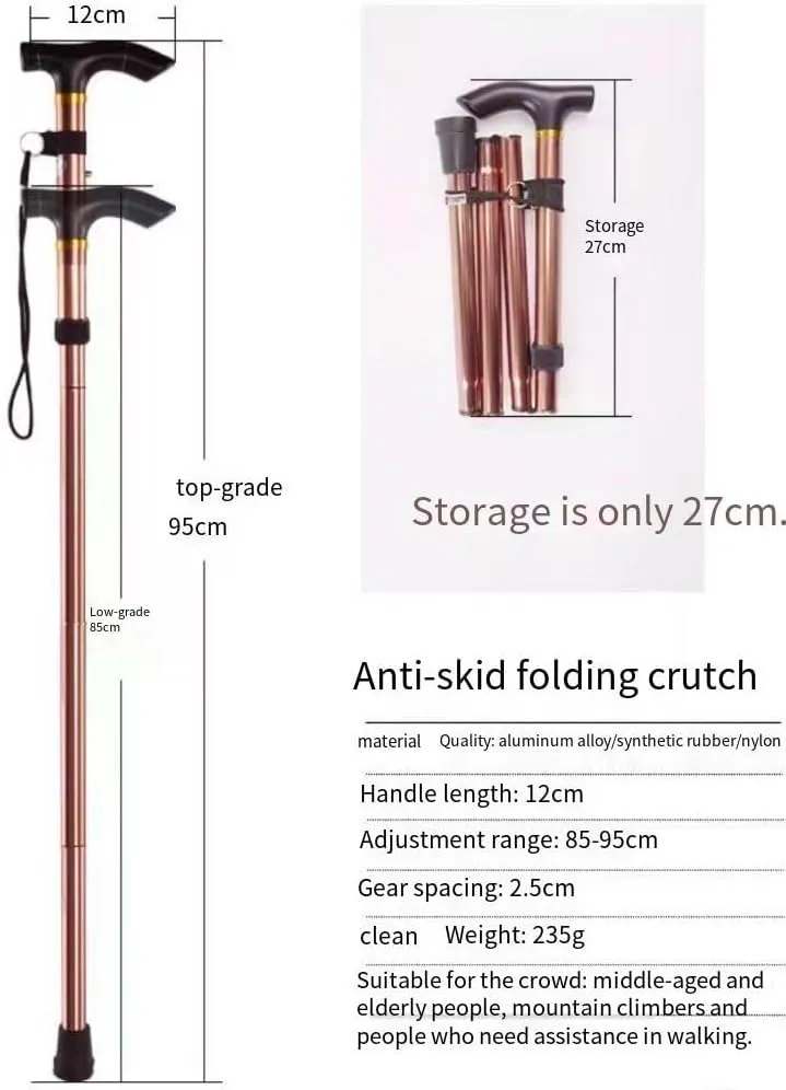 Adjustable Five-Section Folding Hiking Poles - Ultra-Short Telescopic Walking Sticks for Outdoor Climbing and Travel