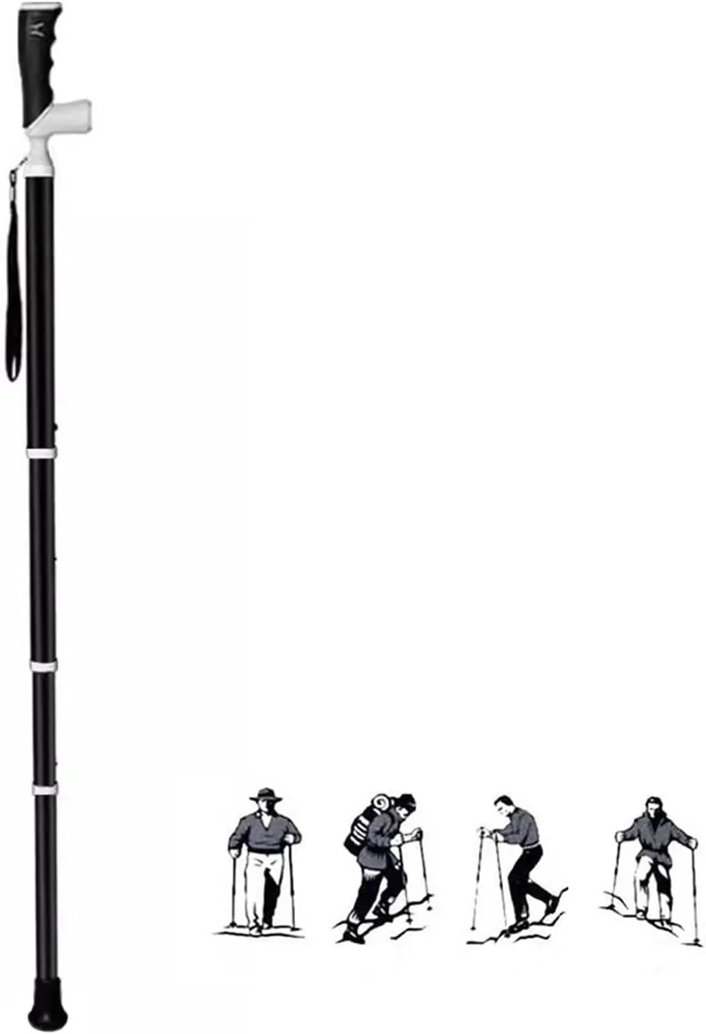 Adjustable Trekking Poles Multifunctional Walking Sticks 90° Rotating Grip Walking Stick for The Elderly Suitable for Travel Mountain Climbing(38~105cm)