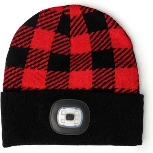 Adult LED Rechargeable Christmas Knit Beanie Head Lamp Hat for Men and Women