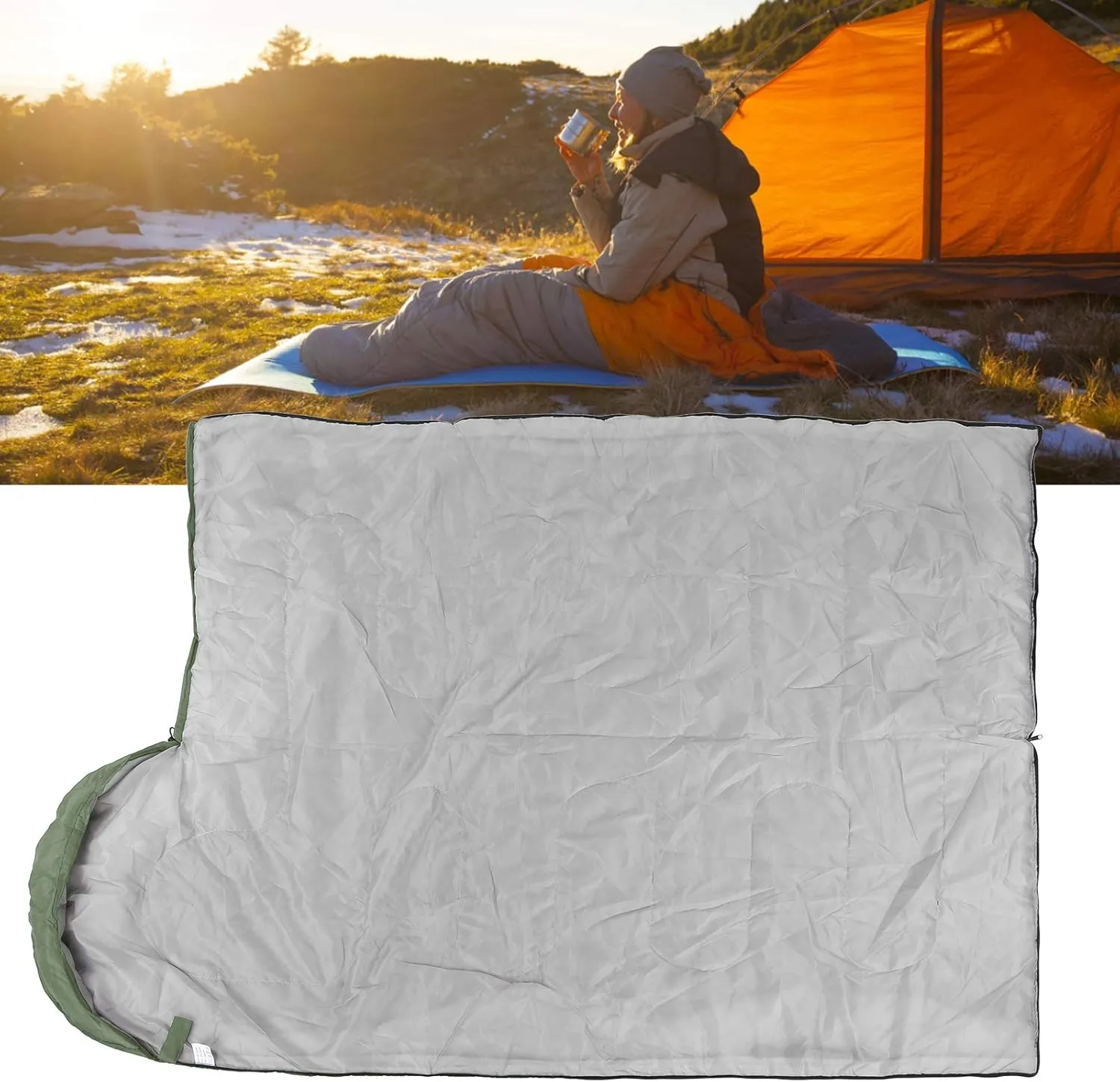 Adult Outdoor Envelope Sleeping Bag with Hood Waterproof for Camping Hiking Backpacking