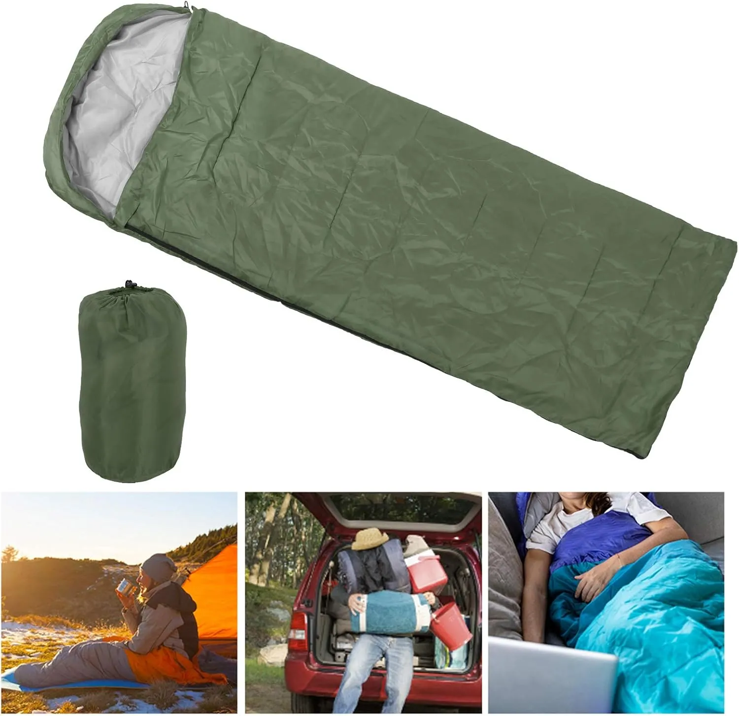 Adult Outdoor Envelope Sleeping Bag with Hood Waterproof for Camping Hiking Backpacking