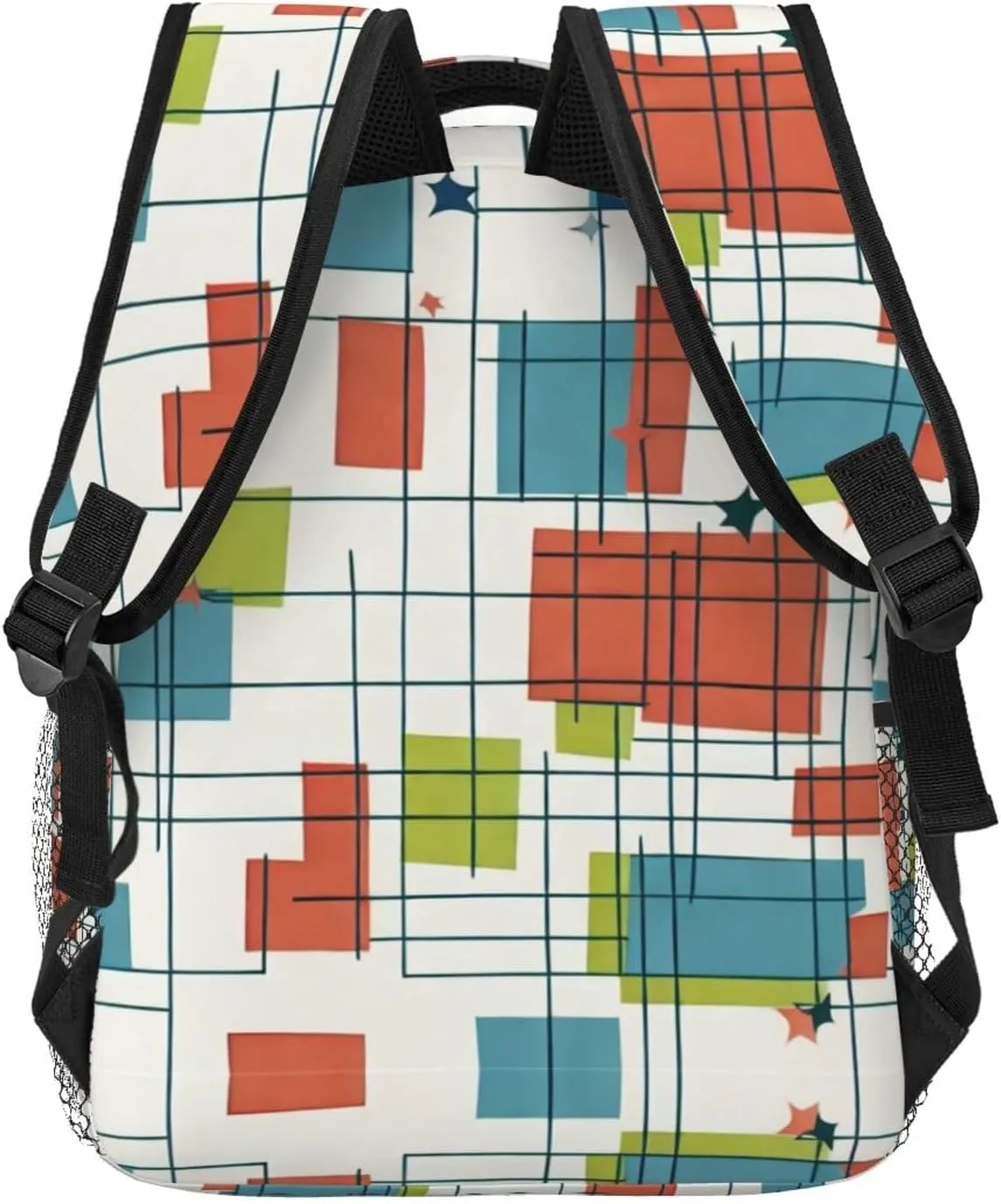 Adults Lightweight Abstract Mid Century Modern Grid Art Rucksacks Large Capacity Bookbag With Adjustable Shoulder Straps for Trekking Outdoors Bicycle