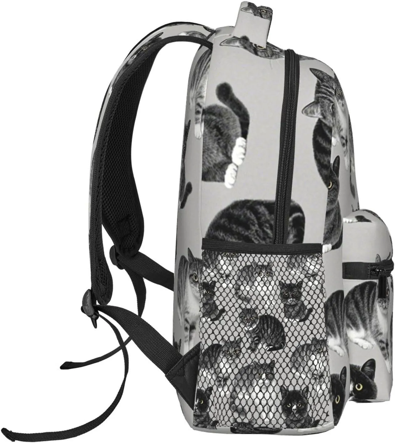 Adults Lightweight Crazy Cat Art Rucksacks Large Capacity Bookbag With Adjustable Shoulder Straps for Trekking Outdoors Bicycle
