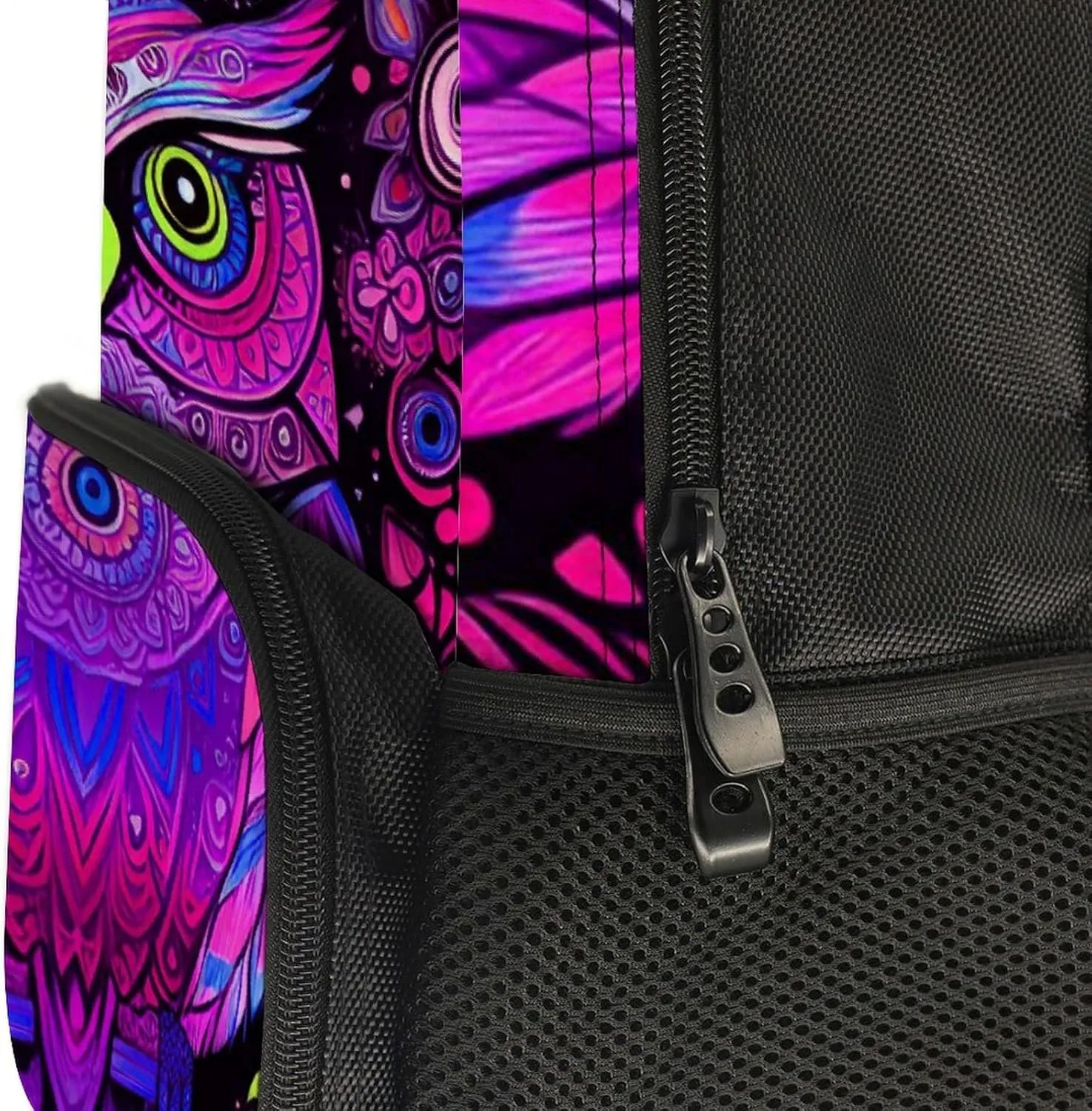 Adults Lightweight Cute Abstract Owl Psychedelic Art Rucksacks Large Capacity Bookbag With Adjustable Shoulder Straps for Trekking Outdoors Bicycle
