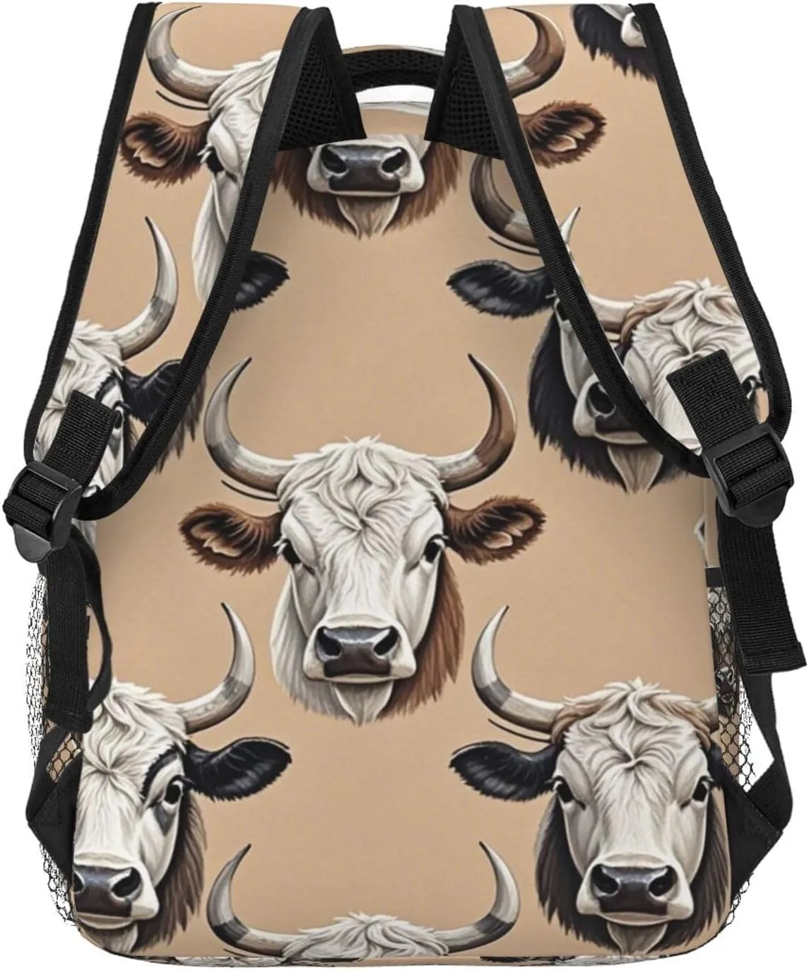 Adults Lightweight Cute Highland Cattle Art Rucksacks Large Capacity Bookbag With Adjustable Shoulder Straps for Trekking Outdoors Bicycle