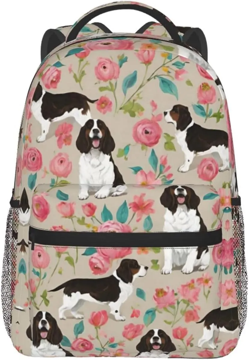 Adults Lightweight English Springer Spaniel Dog Art Rucksacks Large Capacity Bookbag With Adjustable Shoulder Straps for Trekking Outdoors Bicycle