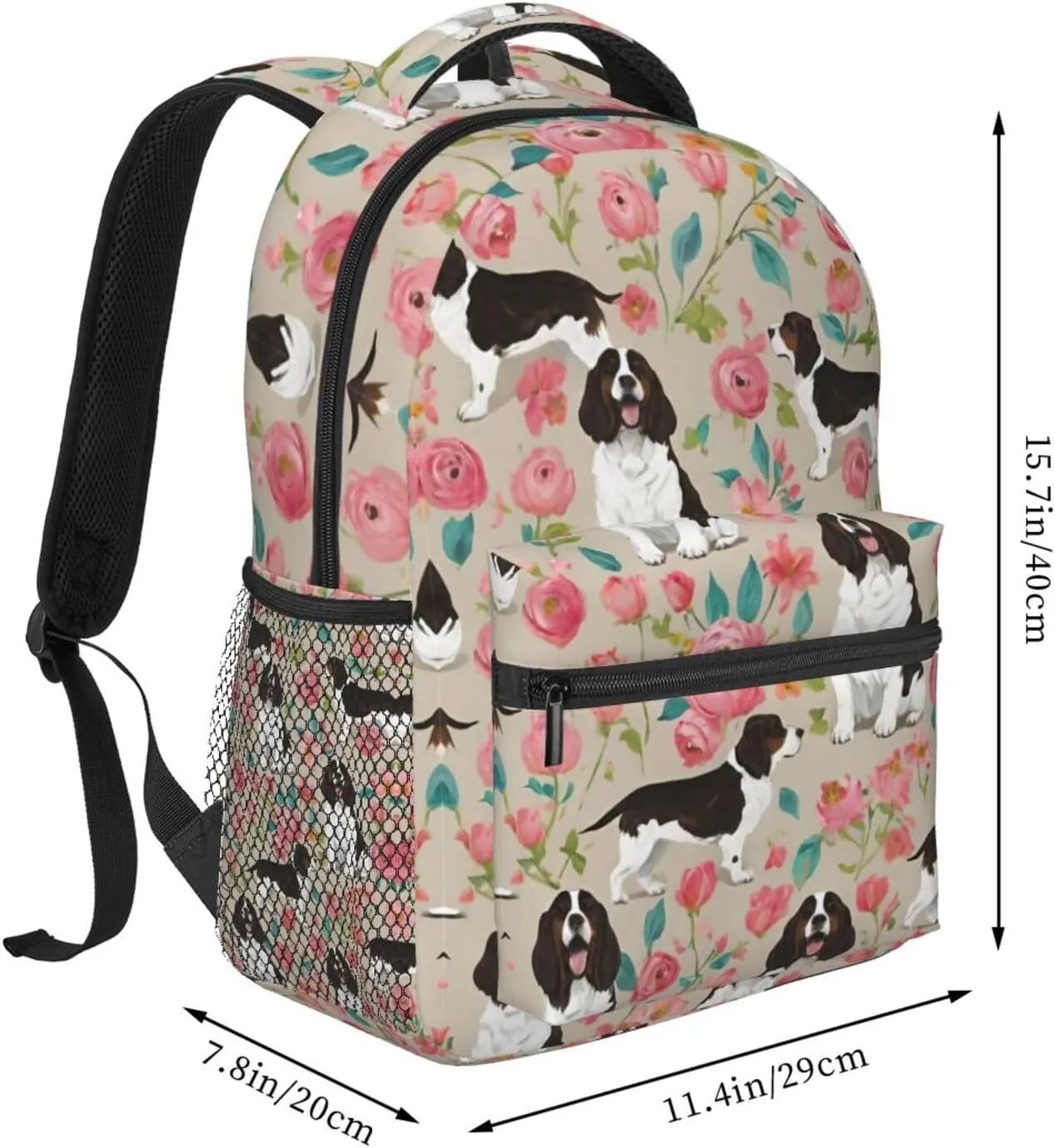 Adults Lightweight English Springer Spaniel Dog Art Rucksacks Large Capacity Bookbag With Adjustable Shoulder Straps for Trekking Outdoors Bicycle