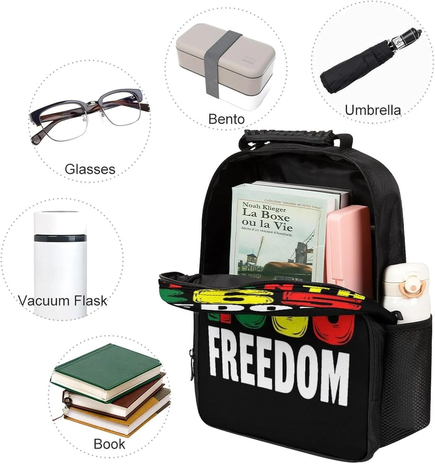 Adults Lightweight Juneteenth 1865 Freedom Rucksacks Large Capacity Bookbag With Adjustable Shoulder Straps for Trekking Outdoors Bicycle