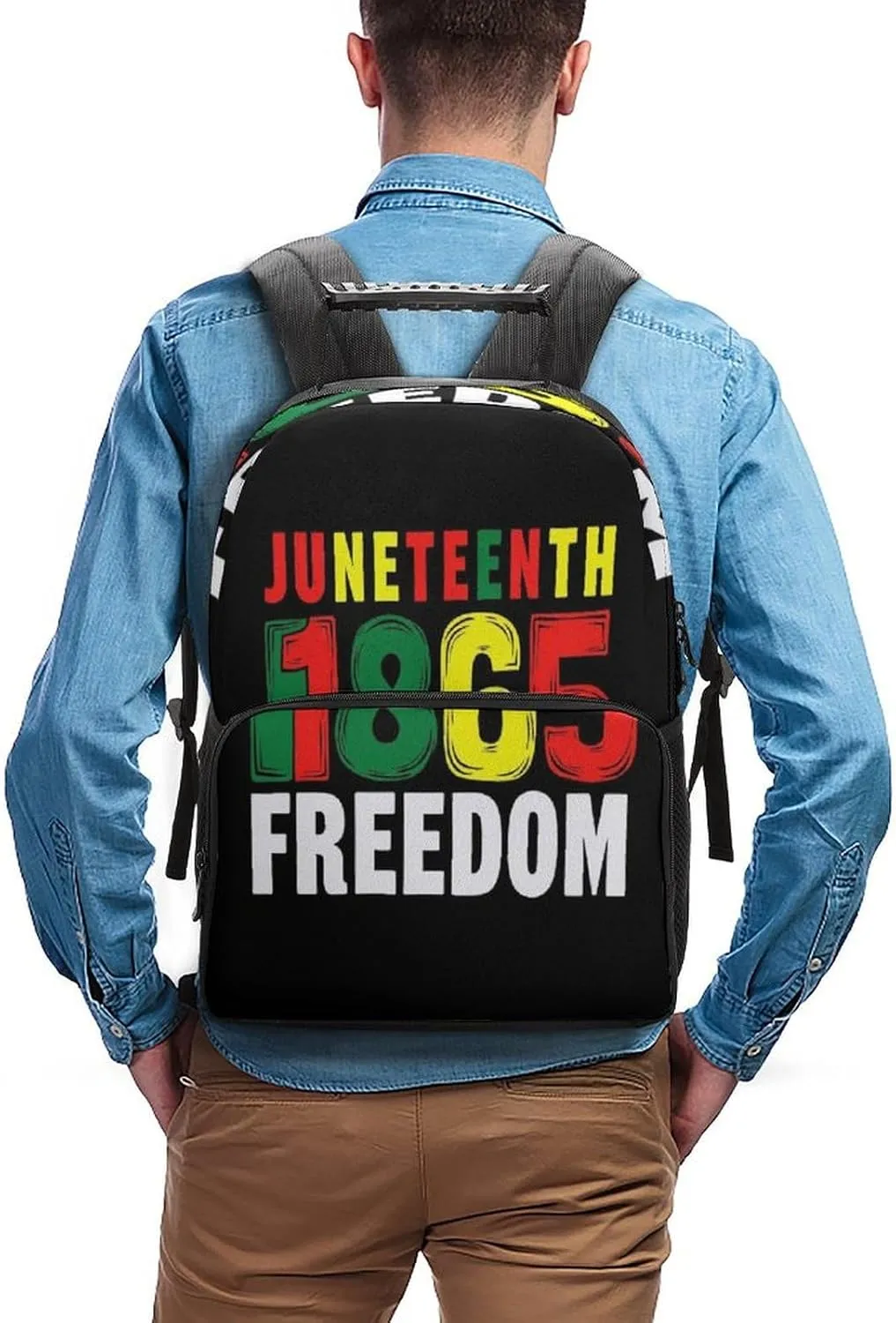 Adults Lightweight Juneteenth 1865 Freedom Rucksacks Large Capacity Bookbag With Adjustable Shoulder Straps for Trekking Outdoors Bicycle
