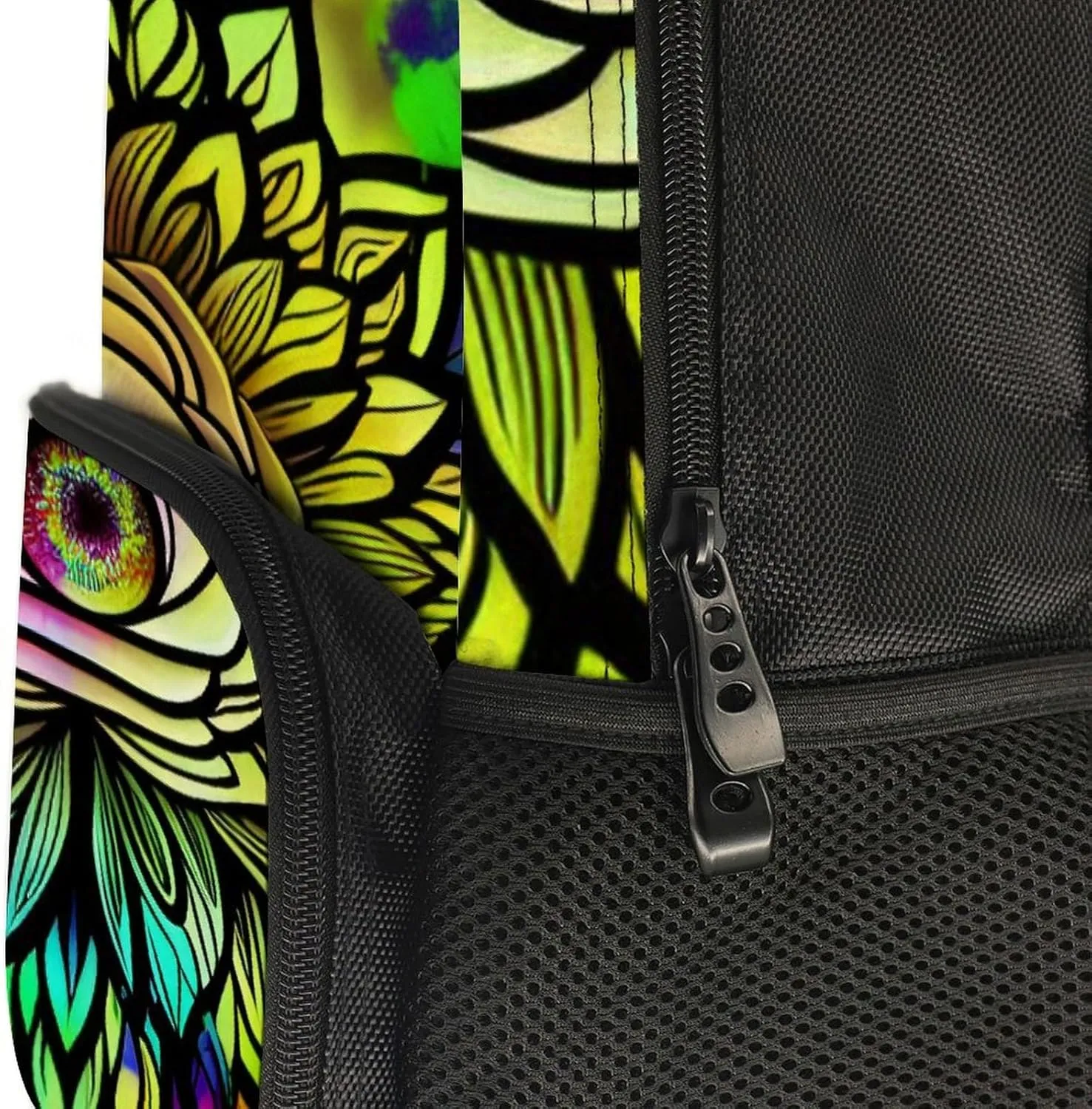 Adults Lightweight Psychedelic Trippy Eye Lotus Art Rucksacks Large Capacity Bookbag With Adjustable Shoulder Straps for Trekking Outdoors Bicycle