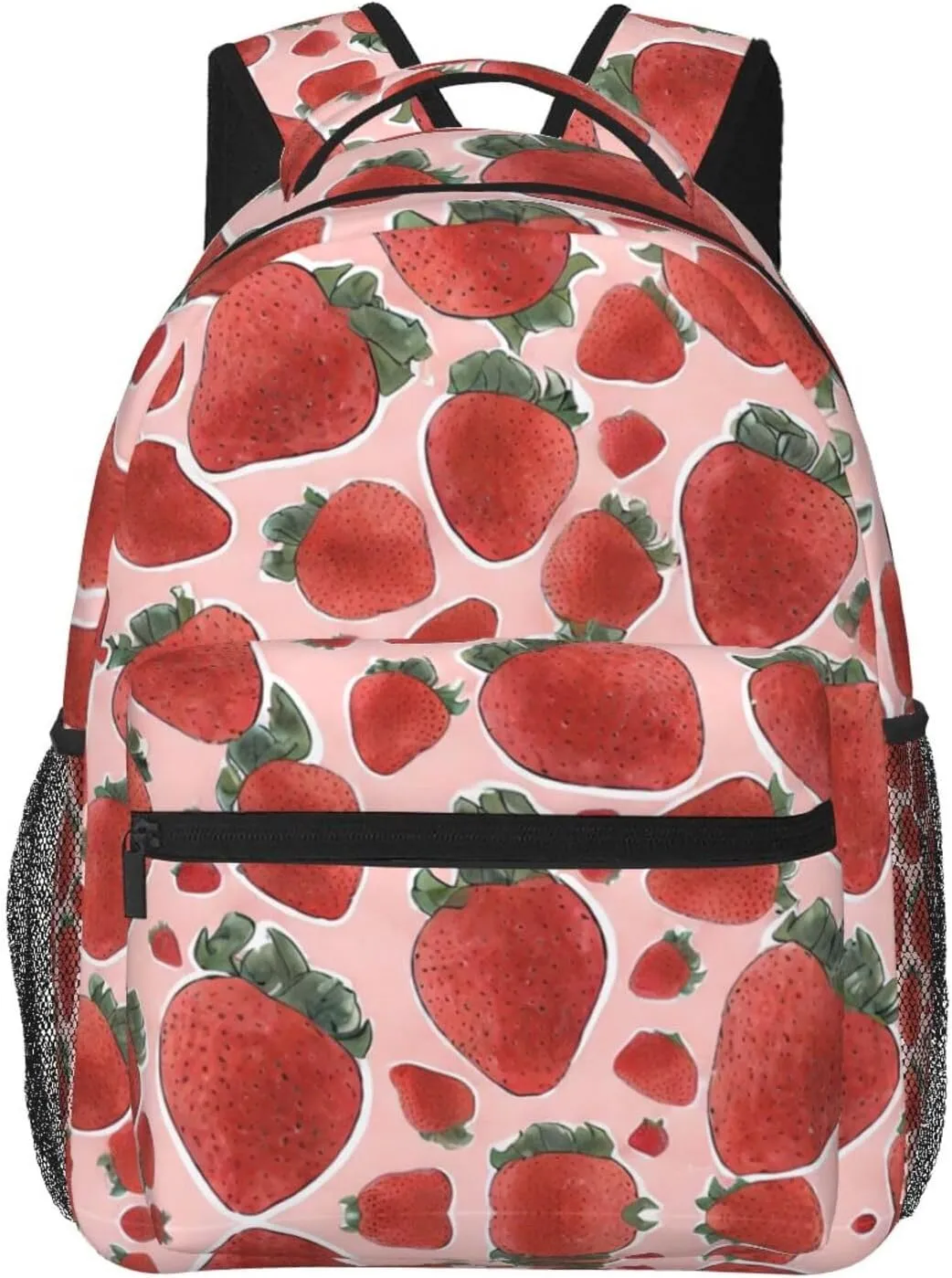 Adults Lightweight Strawberry Fruit Art Rucksacks Large Capacity Bookbag With Adjustable Shoulder Straps for Trekking Outdoors Bicycle